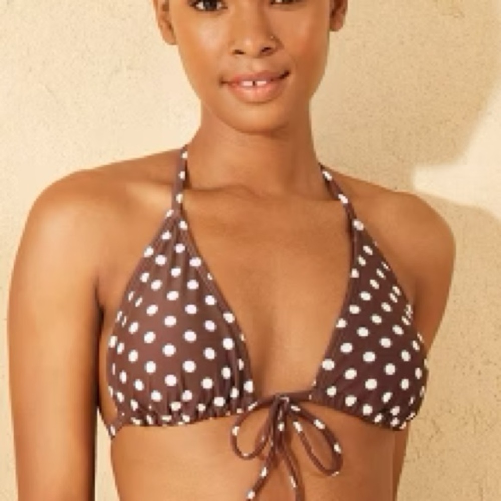 Target Brown and White Polka Dot Bikini Top